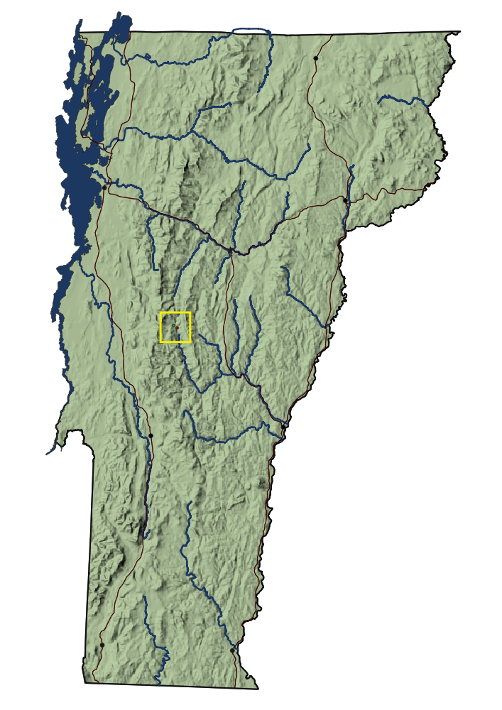 Map of location of Patterson Brook (Upper White River) Vermont Whitewater Kayaking