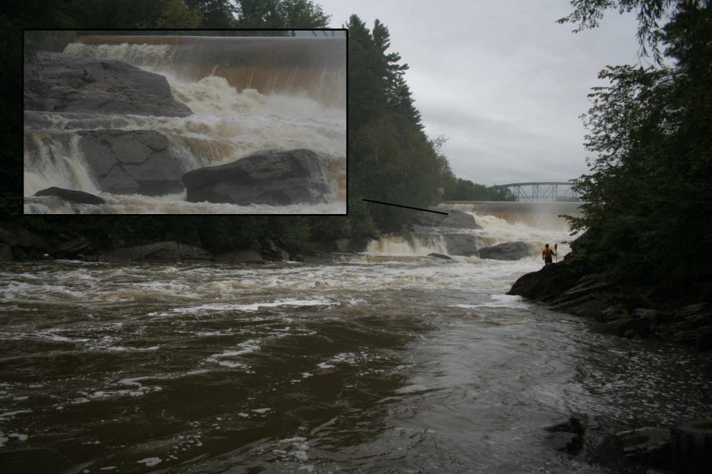 Dam at the start of Sheldon Springs rapids of the Missisquoi River Vermont Whitewater Kayaking