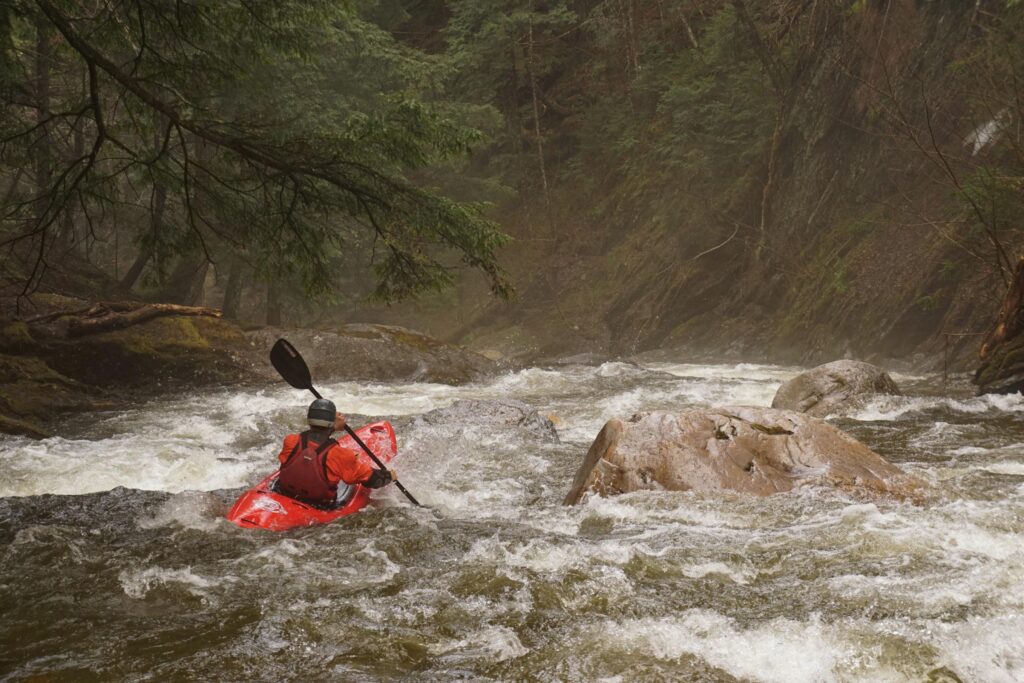 Mike Mainer enters a rapid known as Dogleg on Patterson Brook in Granville Vermont