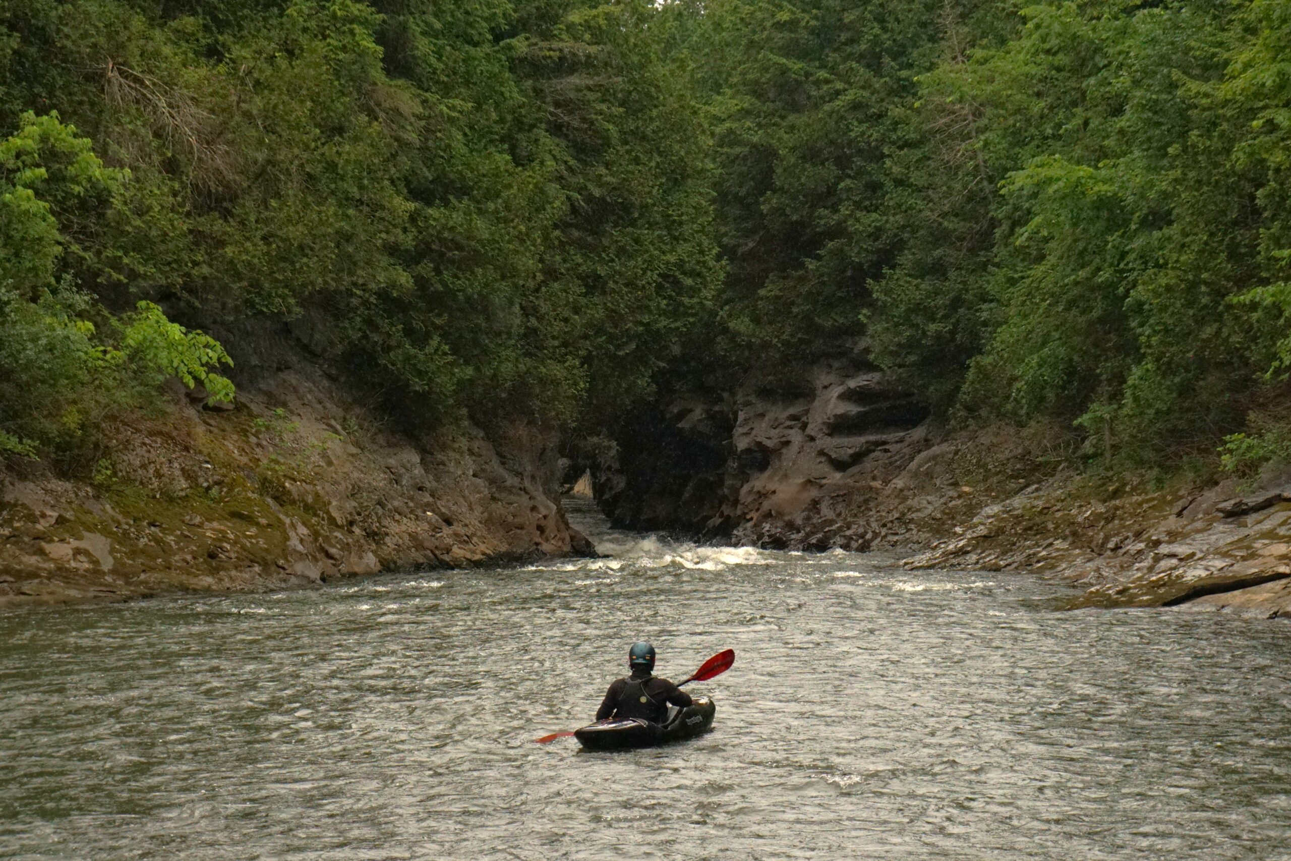 Taylor Ratcliff heads into the Otter Creek Gorge in New Haven Vermont